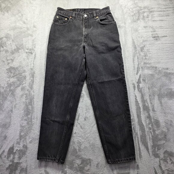 Vintage Levis 550 Jeans Womens 8 Short Black Relaxed Fit Tapered Leg Five Pocket - Picture 1 of 11